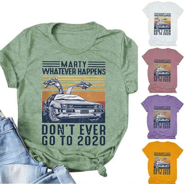 

women marty don't go to soft funny aesthetic floral graphics crew neck ladies summer letters tee casual t-shirt 210330, White