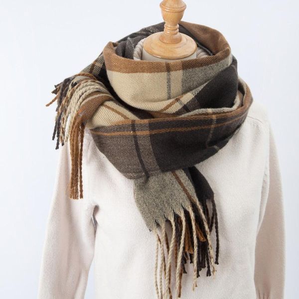 

scarves 40# tassel soft wrap women plaid printing casual warm shawls polyester satin cotton multifunction wraps scarf, Blue;gray