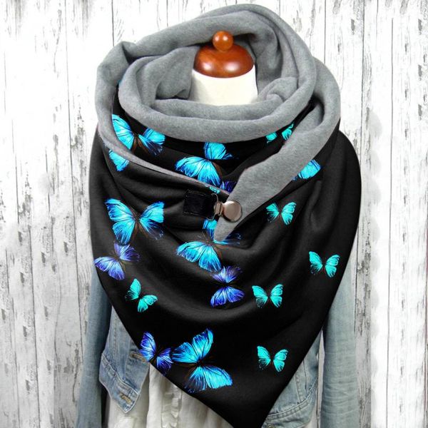 

scarves scarf women hijab designer clothes bandana winter butterfly print button soft wrap casual warm shawls luxury, Blue;gray