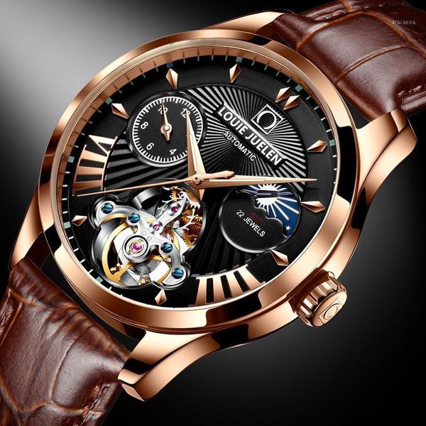 

wristwatches belushi men's watch fashion trend hollow waterproof male mechanical, Slivery;brown