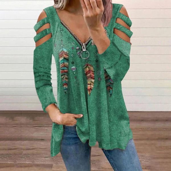 

women's blouses & shirts harajuku zipper blouse long sleeve retro printing v-neck loose casual pocket ladies blusas, White