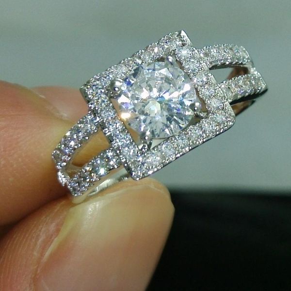 

wedding rings choucong luxury court ring white gold filled crystal zircon cz band for women party jewelry, Slivery;golden