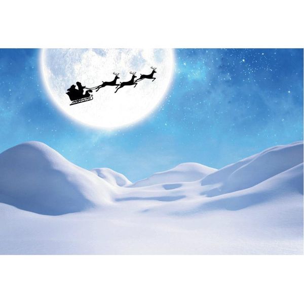 

party decoration christmas backdrop snow mountain sleigh with moon pography background xmas year po booth studio prop