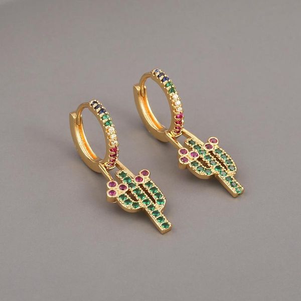 

hoop & huggie cute rainbow cactus tiny earrings gothic classic geometric drop earring for women statement jewelry accessori, Golden;silver