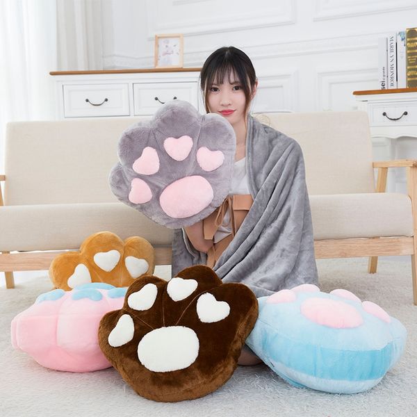 

animal plush paws fully stuffed colorful cat dog bear simulated paw pillows cushion props flannel blanket kids gift 38*32cm