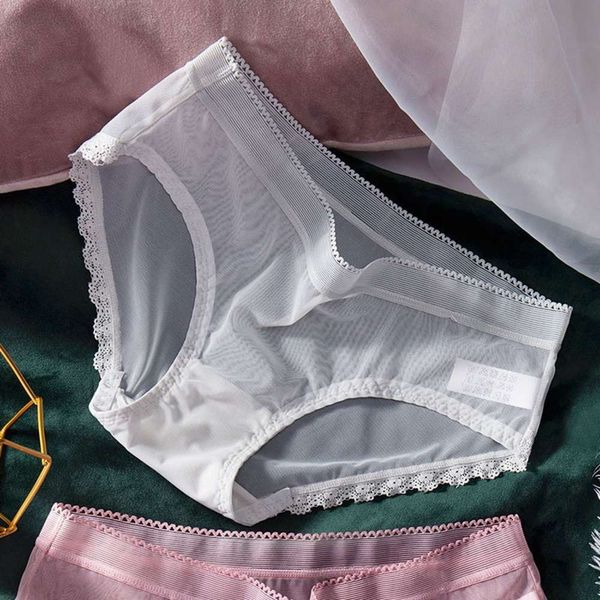 

temptation female lace girl transparent out briefs hip cotton, Black;pink