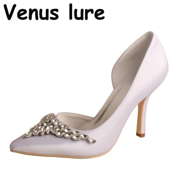 

dress shoes women toe pointed bridal stiletto heel white wedding pumps 9.5cm, Black