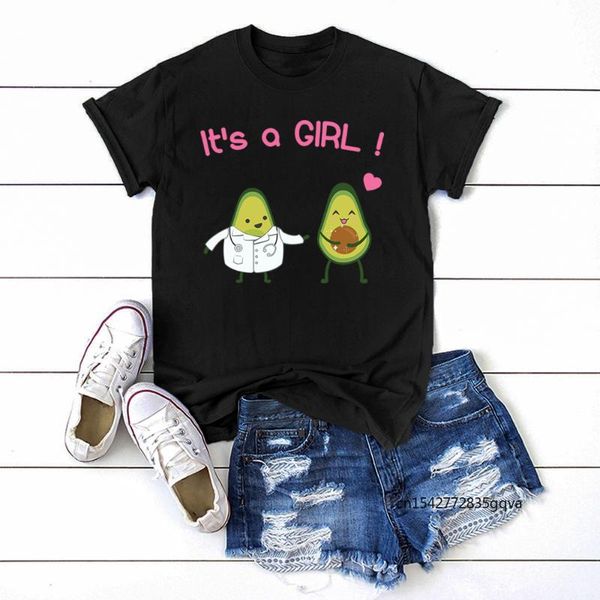 

women's t-shirt it's a cirl and pregnant women print short sleeve t shirt big size retro street korean tee top, White