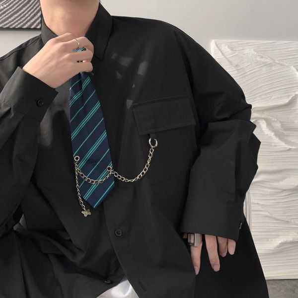 

men's casual shirts inxyz 2021 autumn tie shirt to send solid color large size business women's spring cardigan, White;black