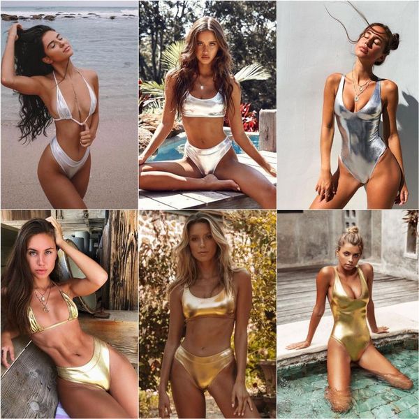 

women's swimwear women bathing suit gold bright skin-high-waisted bikini drop 2021 selling high waist micro, White;black