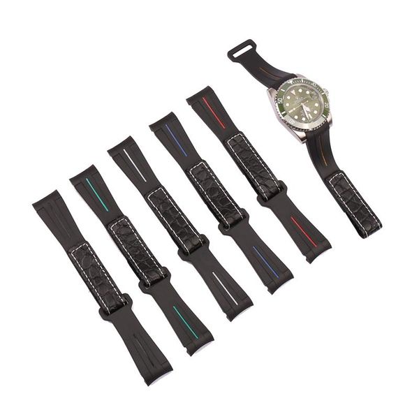 

watch bands silicone rubber strap men's accessories for water ghost green black outdoor sports waterproof 20mm, Black;brown