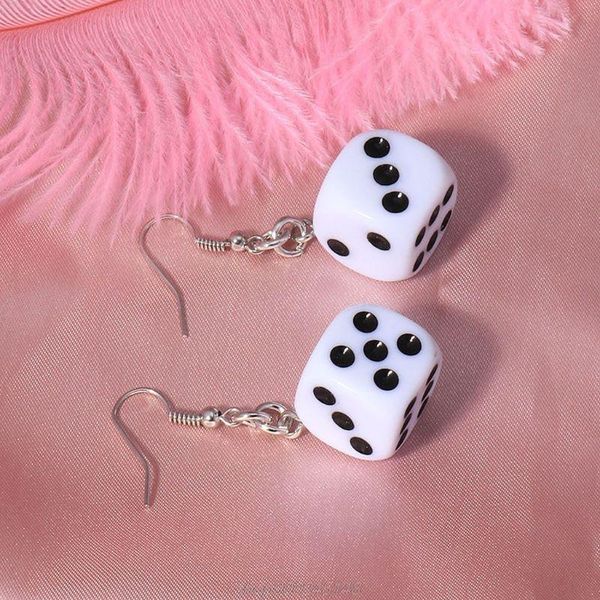 

dangle & chandelier funny dice earrings acrylic white black cube 3d cubic charm drop for women fashion jewelry j01 21 dropship, Silver