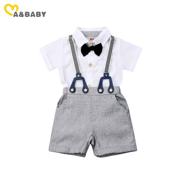 0-24 M Yaz Toddler Doğan Bebek Erkek Giysileri Set Örgün Beyefendi Suit Romper Genel Pantolon Parti Doğum Günü Kıyafetleri 210515