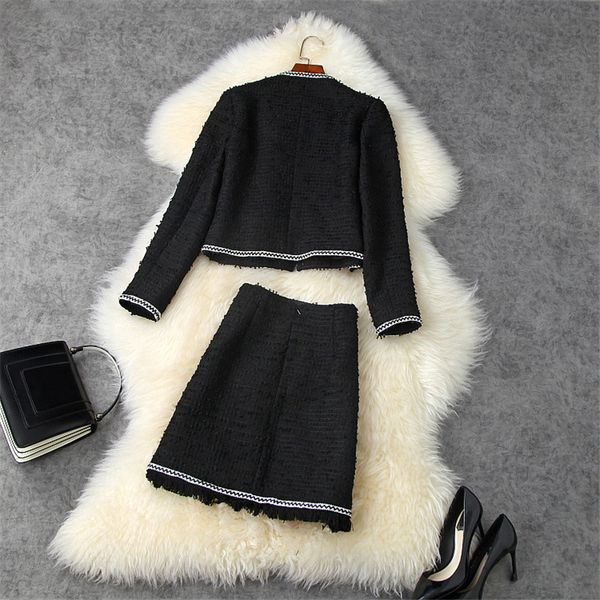 

two piece dress autumn runway 2 elegant girly ensemble long wool sleeve and tender skirt fashion lady outfits qy4l, White