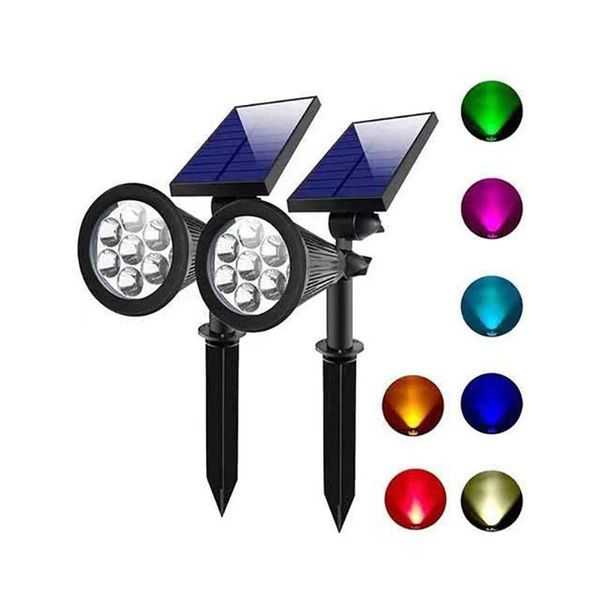 

solar lamps remote control garden lawn light 7led outdoor plug rgb spotlight lighting landscape
