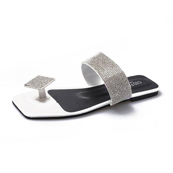 

fashion flip flop thongs rhinestone women slippers sandals shoes antiskid flat sole woman slides beach, Black