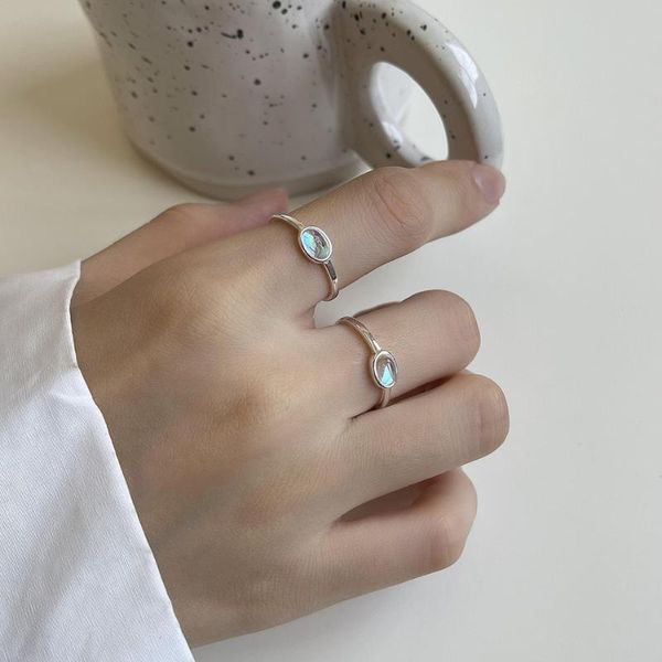

cluster rings 1pcauthentic s925 sterling silver fine jewelry colored oval stone ring adjust c-j1652, Golden;silver