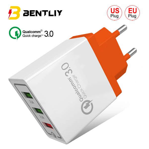 QC3.0 Quick Charge 3 Ports Wandadapter Handy-Ladegeräte EU US-Stecker Schnellladung für iPhone Samsung