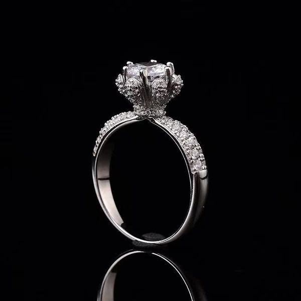 1CT-3CT Moissanite Обручальные кольца замороженные королева S925 стерлингового серебра белые позолоты женщин изысканные украшения