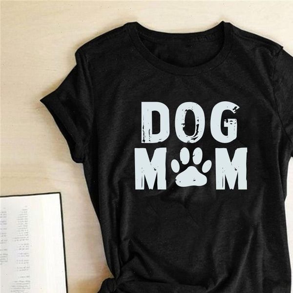 

dog mom women printed t shirt funny tee o neck loose summer shirts harajuku aesthetic casual clothes, White