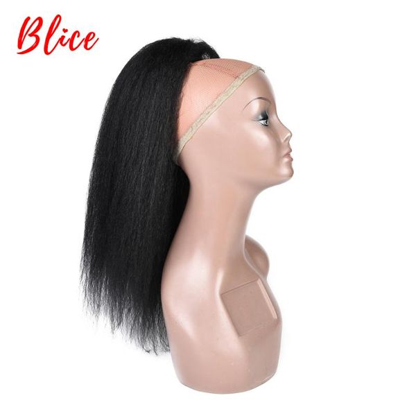 

synthetic wigs blice 16"-24" drawstring 100% kanekalon heat resistant kinky straight hair with two plastic combs ponytail, Black