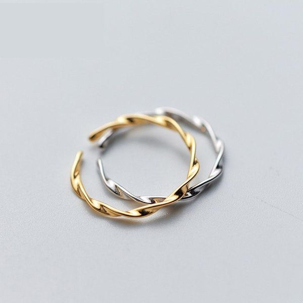 

wedding rings s925 sliver women simple twisted wavy adjustable fashion trend ring for female valentine's day gift-061, Slivery;golden