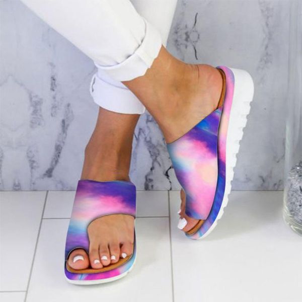 

women leather slippers comfy platform flat ladies casual soft clip toe foot correction sandal orthopedic bunion corrector, Black