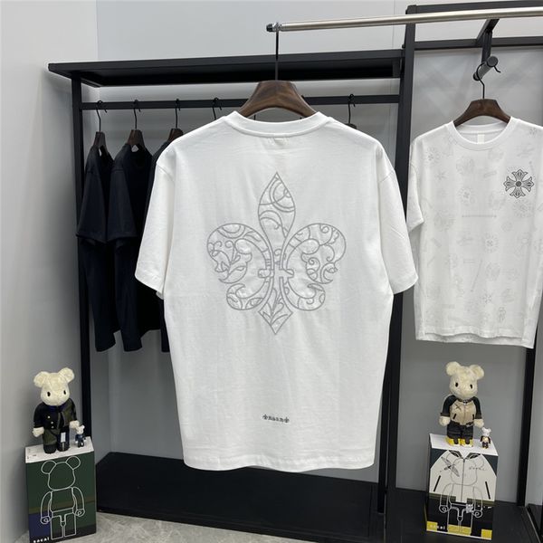 

2021 regular city fashion brand ch roman shoe print sequin embroidered men's round neck short sleeve t-shirt, White;black
