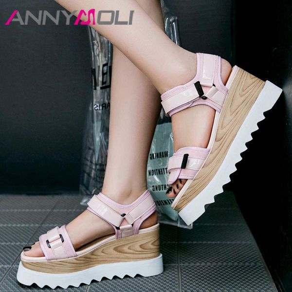 

women shoes summer sandals cow suede platform wedges high heels fashion open toe female black size 33-40