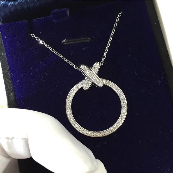 

pendant necklaces huitan fashion luxury women necklace cross circle shaped stylish accessories party daily wear versatile female jewelry, Silver