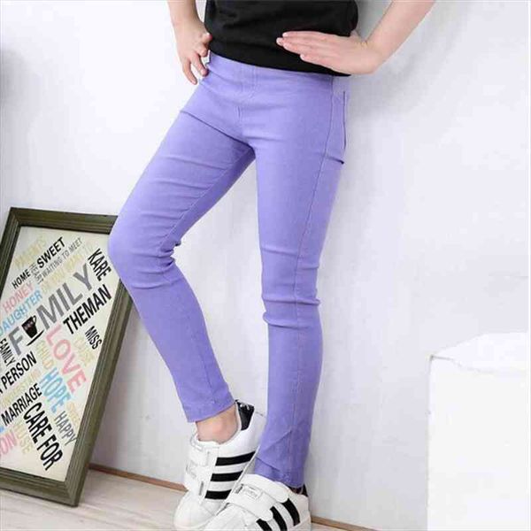 

3 10 years girls pants spirng summer children trousers candy color cotton girl leggings kids slim pencil casual trouser, Blue
