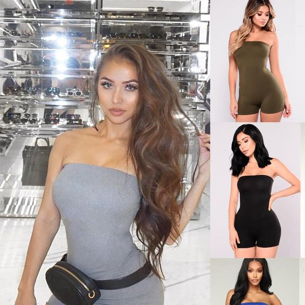 

women slim fit womens rompers playsuit lady girls strapless bandeau holiday mini playsuits summer shorts jumpsuit drop, Black;white