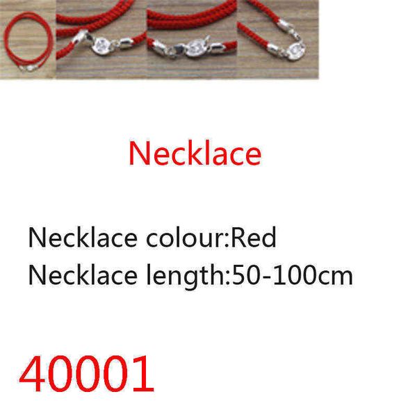 40001 Halskette aus S925-Sterlingsilber, Paar, Umhängeband, Lederseil, Schmuck, Schnalle, rotes Geburtsjahr, Umhängeband