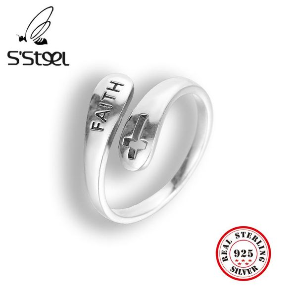 

s'steel geometric rings sterling silver 925 for women korean simple cross designer ring adjustable anillos mujer plata jewelry cluster, Golden;silver