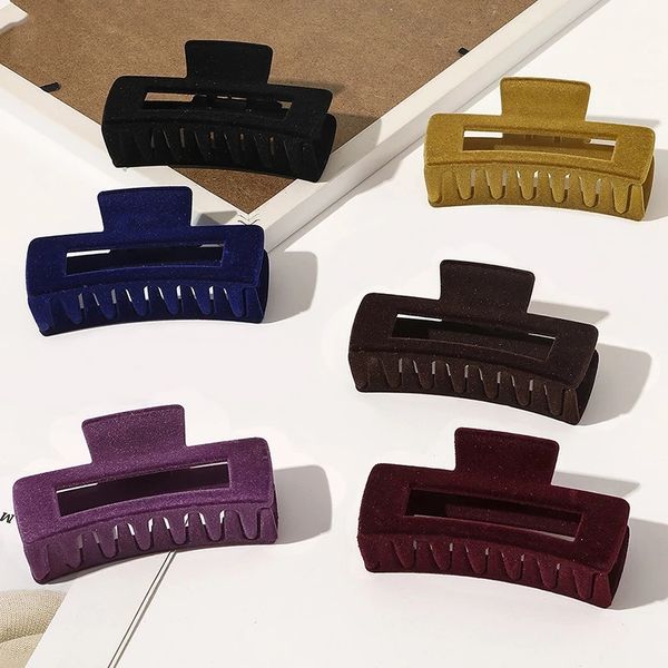 

flocking color geometric semicircular gripper simple red hair claws for women korean hair grips hair accessiories, Golden;silver