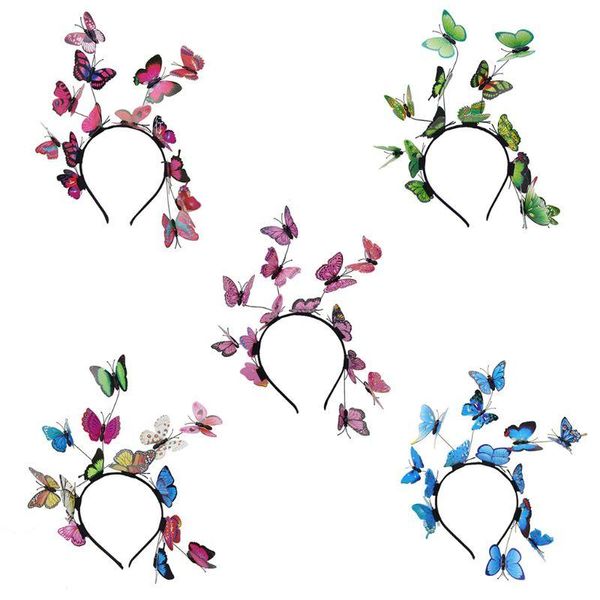 

hair accessories women girls fairy fascinator headband colorful butterflies po party hoop