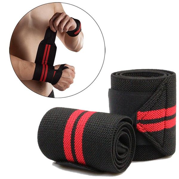 

wrist support wristband wraps elastic breathable adjustable weight lifting powerlifting gloves bandage fitness gym sports, Black;red