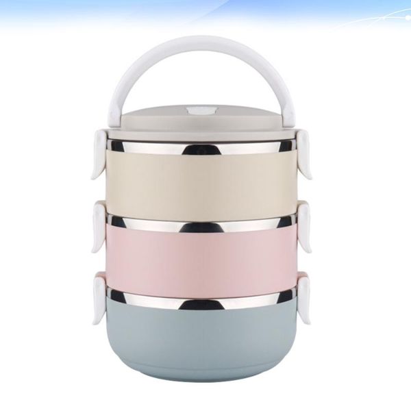 

dinnerware sets 2100mnl stainless steel meal box 3 layers thermal container storage with handle for students workers patients