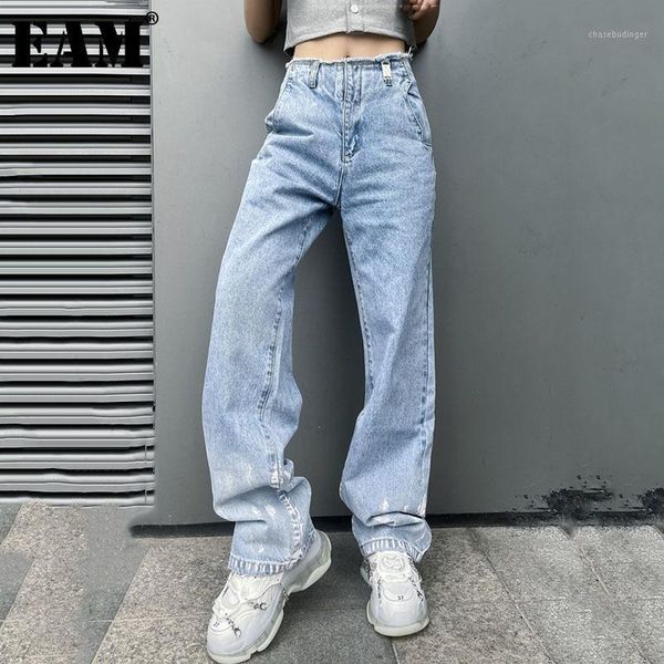 

women's jeans [] vintage long high waist wide leg denim loose women full length trousers fashion spring autumn 2022 1dd7228 women', Blue