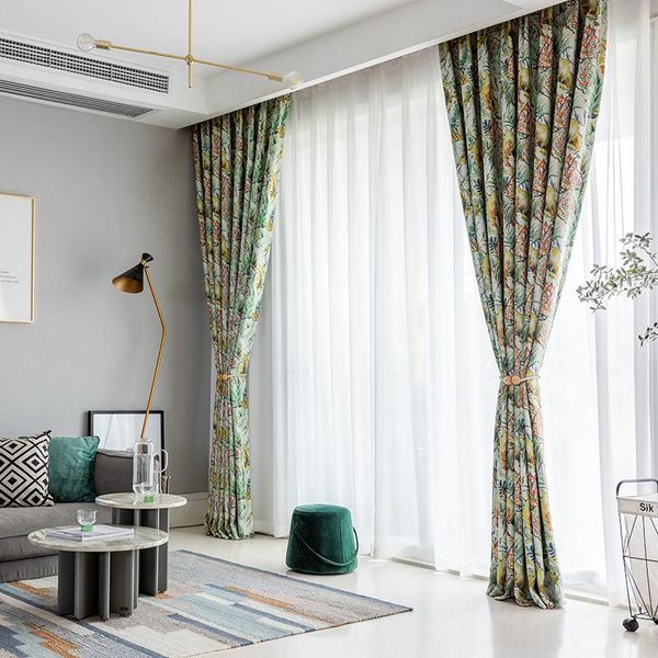 

curtain & drapes modern simple glossy leaf printing curtains for living dining room bedroom.