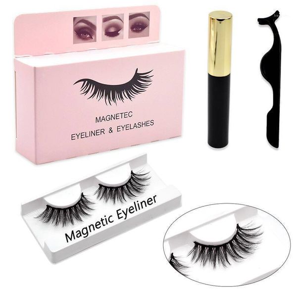

natural 3d magnetic eyelashes kit handmade false magnet lashes eyeliner makeup with tweezers set1