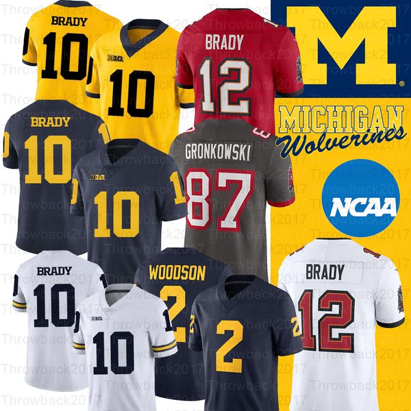 

ncaa michigan wolverines jersey desmond howard 10 tom brady 2 charles woodson shea patterson college football jersey, Black;red