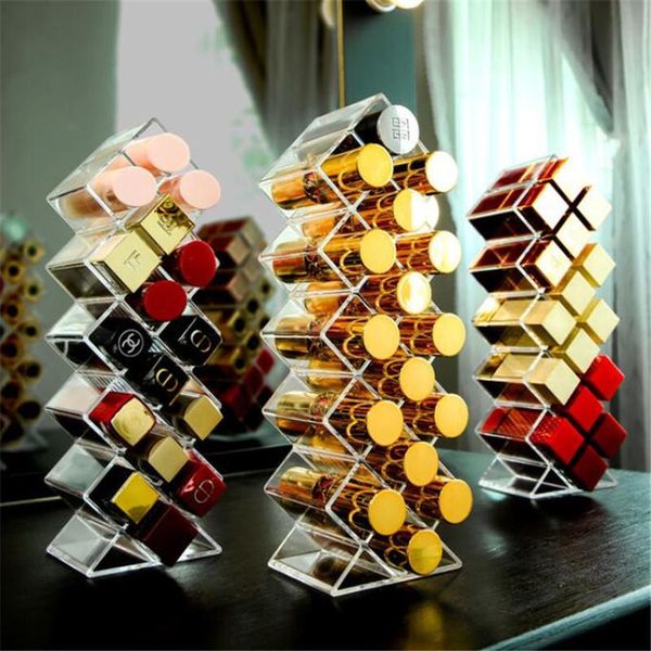 

hooks & rails make up organizer 16 grids acrylic makeup cosmetic lipstick jewelry case holder display stand storage box