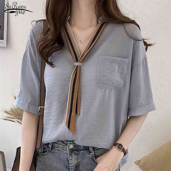 

blusas fashion women blouses plus size o-neck blouse shirt half sleeve summer lady shirts chic 0626 210421, White