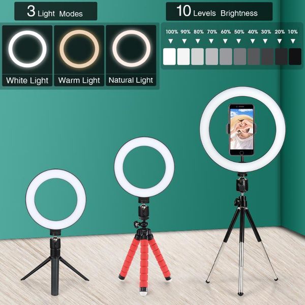 

flash heads 16/26cm pographylight led selfie ringlight deskdimmable cameraphone ring lamp for makeup video live po studio