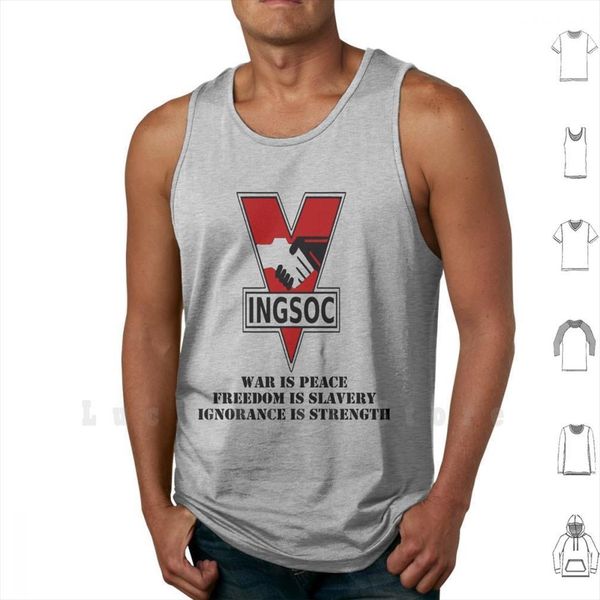 

ingsoc tank vest 100% cotton 1984 orwell george war is peace slavery, White;black