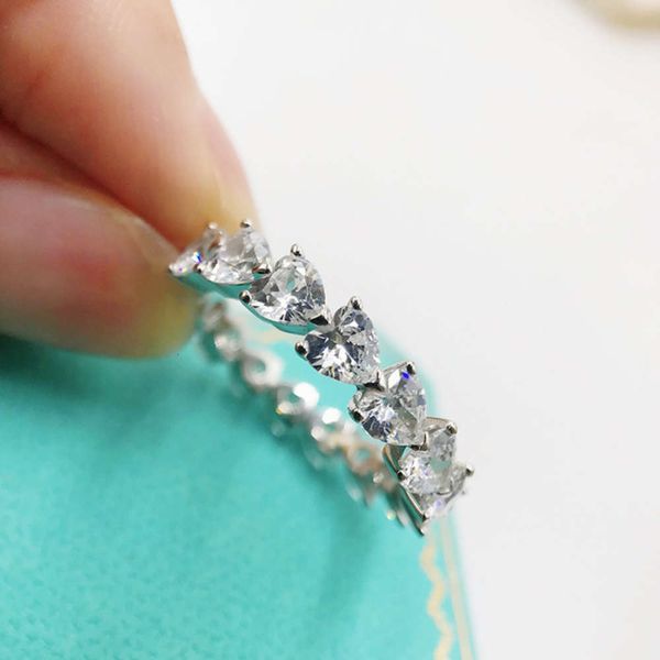 

s925 silver love high carbon diamond ring, female heart ring, Black