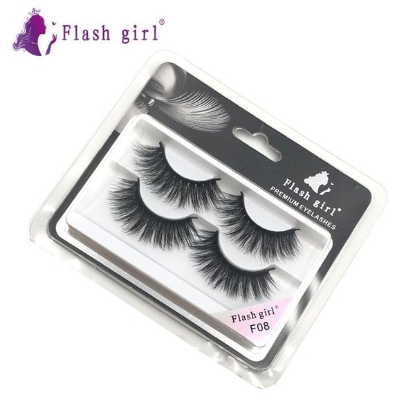 

false eyelashes flash girl f series f08 faux mink 2 pair long and thick