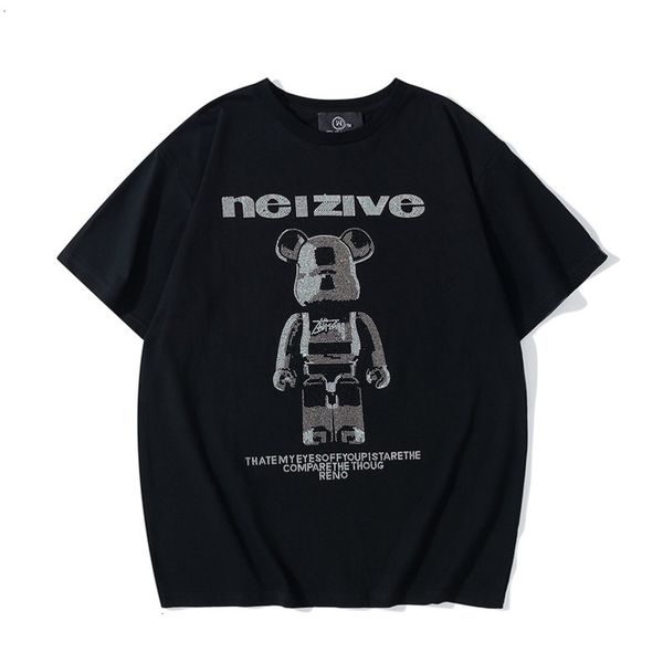 

t-shirts spring and men's 2021 summer fashion brand color boy drilling mechanical bear short sve off style white, White;black