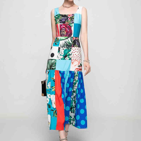 

summer retro printing ball thin party temperament mid length dress quality women's clothes, Black;gray